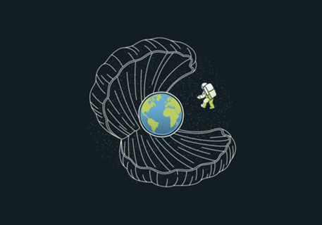 Oyster Pearl Earth Astronaut