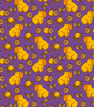 Capybara With Oranges Leaves Purple