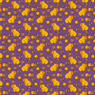 Capybara With Oranges Leaves Purple