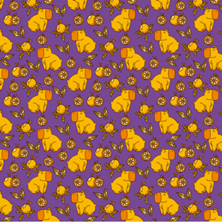 Capybara With Oranges Leaves Purple