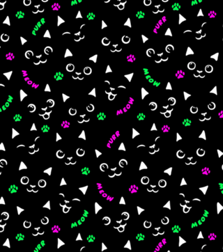 Cat Face Cat Paws Neon