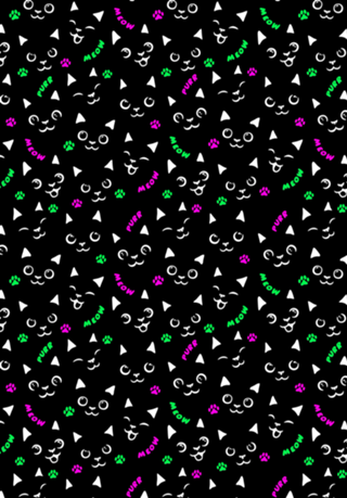 Cat Face Cat Paws Neon