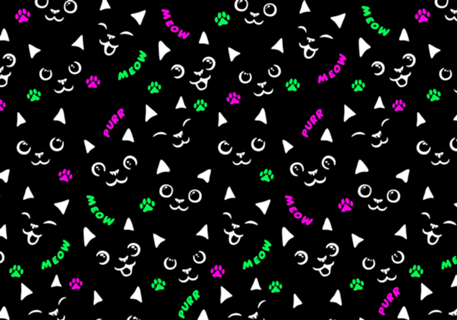 Cat Face Cat Paws Neon