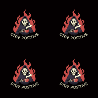 Stay Positive! Death Drinking Coffee