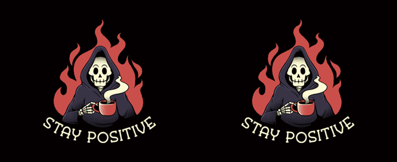 Stay Positive! Death Drinking Coffee