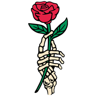 Romantic Rose Skeleton Hand Holding Flower