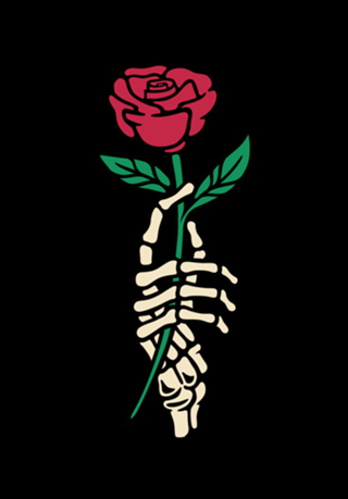 Romantic Rose Skeleton Hand Holding Flower