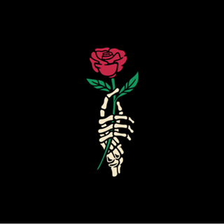 Romantic Rose Skeleton Hand Holding Flower
