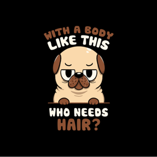 Bald Pug Funny Dog