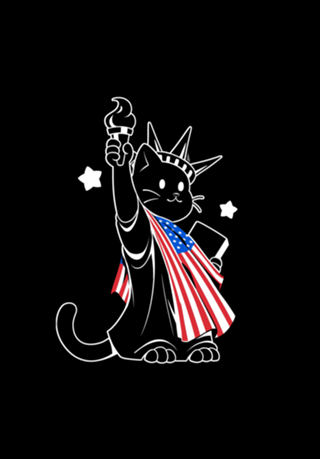 American Flag Liberty Statue Cat