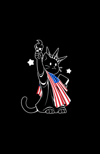American Flag Liberty Statue Cat