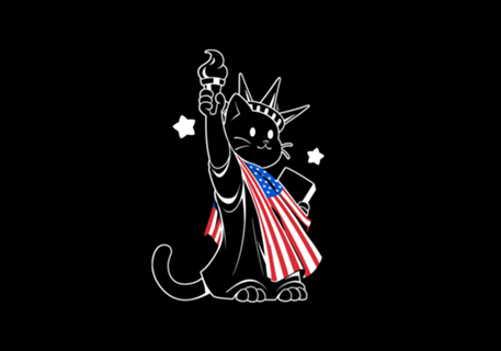 American Flag Liberty Statue Cat