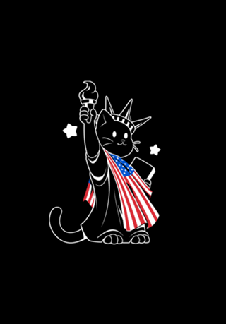 American Flag Liberty Statue Cat