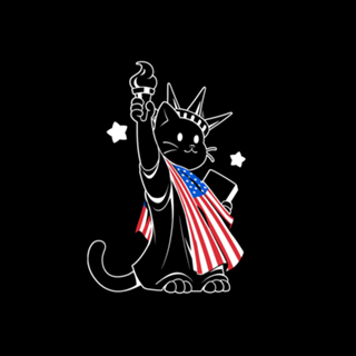 American Flag Liberty Statue Cat