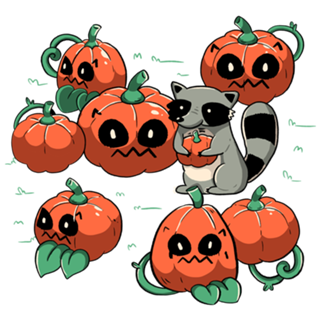 Stolen Pumpkin Halloween Raccoon
