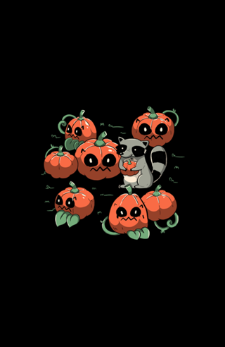 Stolen Pumpkin Halloween Raccoon