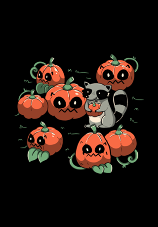 Stolen Pumpkin Halloween Raccoon