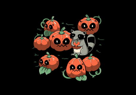 Stolen Pumpkin Halloween Raccoon