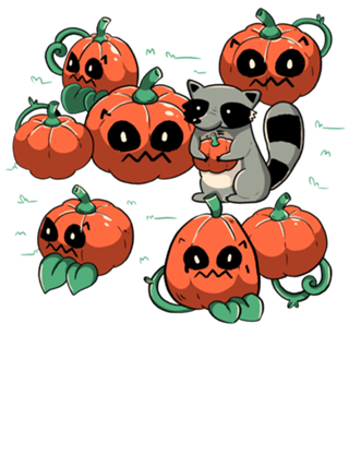 Stolen Pumpkin Halloween Raccoon