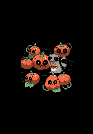 Stolen Pumpkin Halloween Raccoon