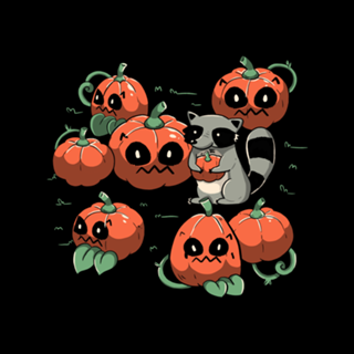 Stolen Pumpkin Halloween Raccoon