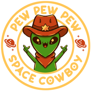 Space Cowboy Funny Alien Brown