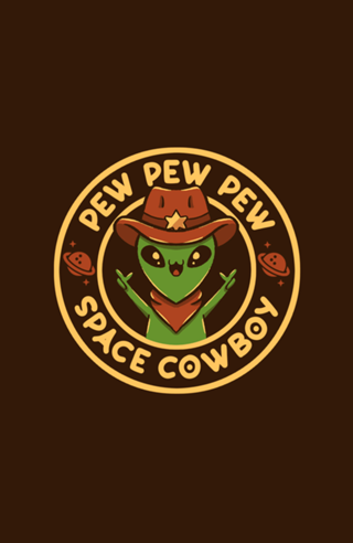 Space Cowboy Funny Alien Brown