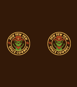 Space Cowboy Funny Alien Brown