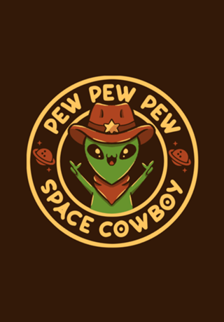 Space Cowboy Funny Alien Brown