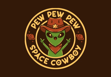Space Cowboy Funny Alien Brown