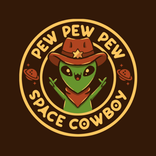 Space Cowboy Funny Alien Brown