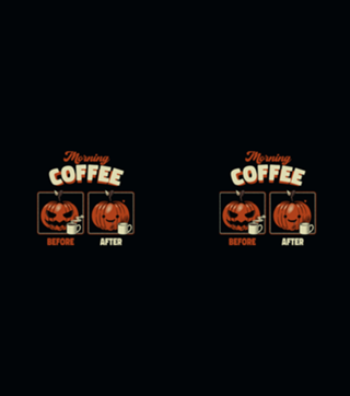 Morning Coffee Before and After Funny Pumpkin