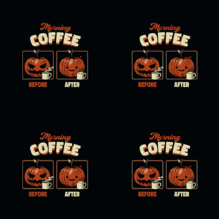 Morning Coffee Before and After Funny Pumpkin