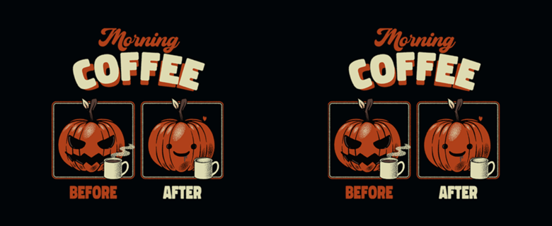 Morning Coffee Before and After Funny Pumpkin