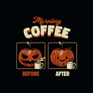 Morning Coffee Before and After Funny Pumpkin
