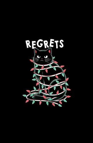 Black Cat Tangled Up on Christmas Lights