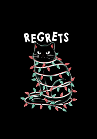Black Cat Tangled Up on Christmas Lights