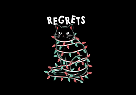 Black Cat Tangled Up on Christmas Lights