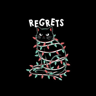 Black Cat Tangled Up on Christmas Lights