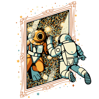 Scuba Diver Astronaut Van Gogh Painting