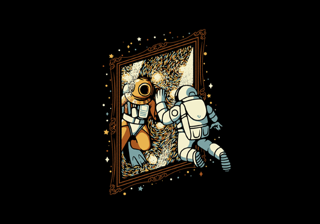 Scuba Diver Astronaut Van Gogh Painting