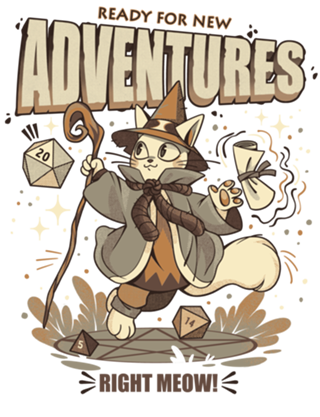 Wizard Cat Ready For New Adventures Light