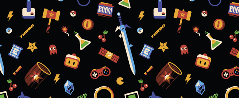 Love Gamer Vintage Pattern