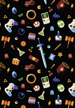 Love Gamer Vintage Pattern