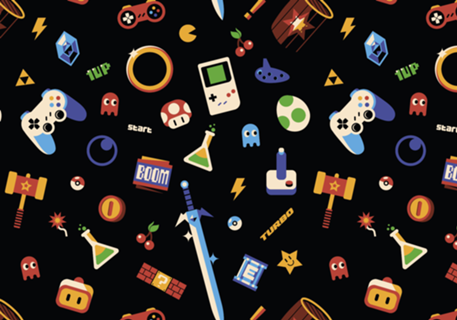 Love Gamer Vintage Pattern