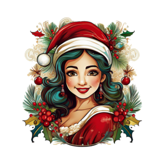 Ilustração de mulher com roupas de papai noel