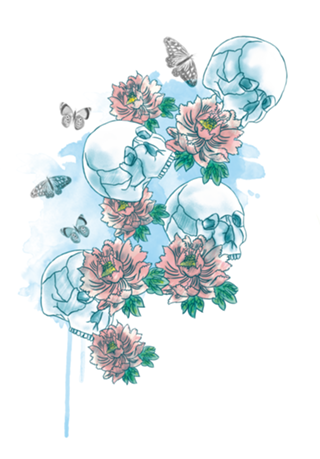 Caveira e Flores