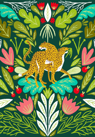 "Cheetah Couple Illustration, Wild Cat Jungle