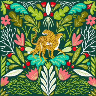 "Cheetah Couple Illustration, Wild Cat Jungle