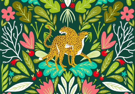 "Cheetah Couple Illustration, Wild Cat Jungle